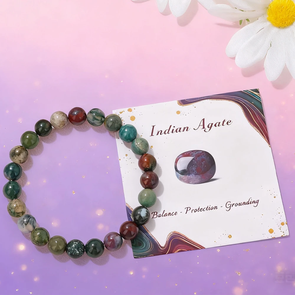 Natürliche Stein Indische Achate Perlen Armbänder für Frauen Männer Original Quarz Kristall Armband Energie Balance Gesundheit Pflege Schmuck