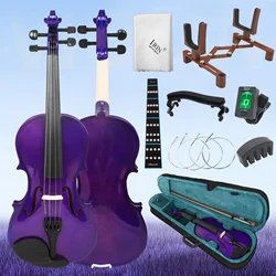 Purple Violin 4/4 Maple Panel Gift For Beginners Violin Lovely Present Suitable Music Course Study With Violin Practical Parts