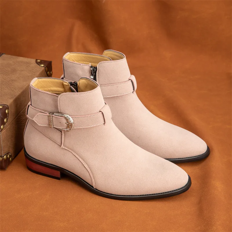 

Fashion Chelsea Boots Man High-Top Dress Shoes Comfort Zip Men's Ankle Boots Suede Leather Formal Boots for Men botas chelsea