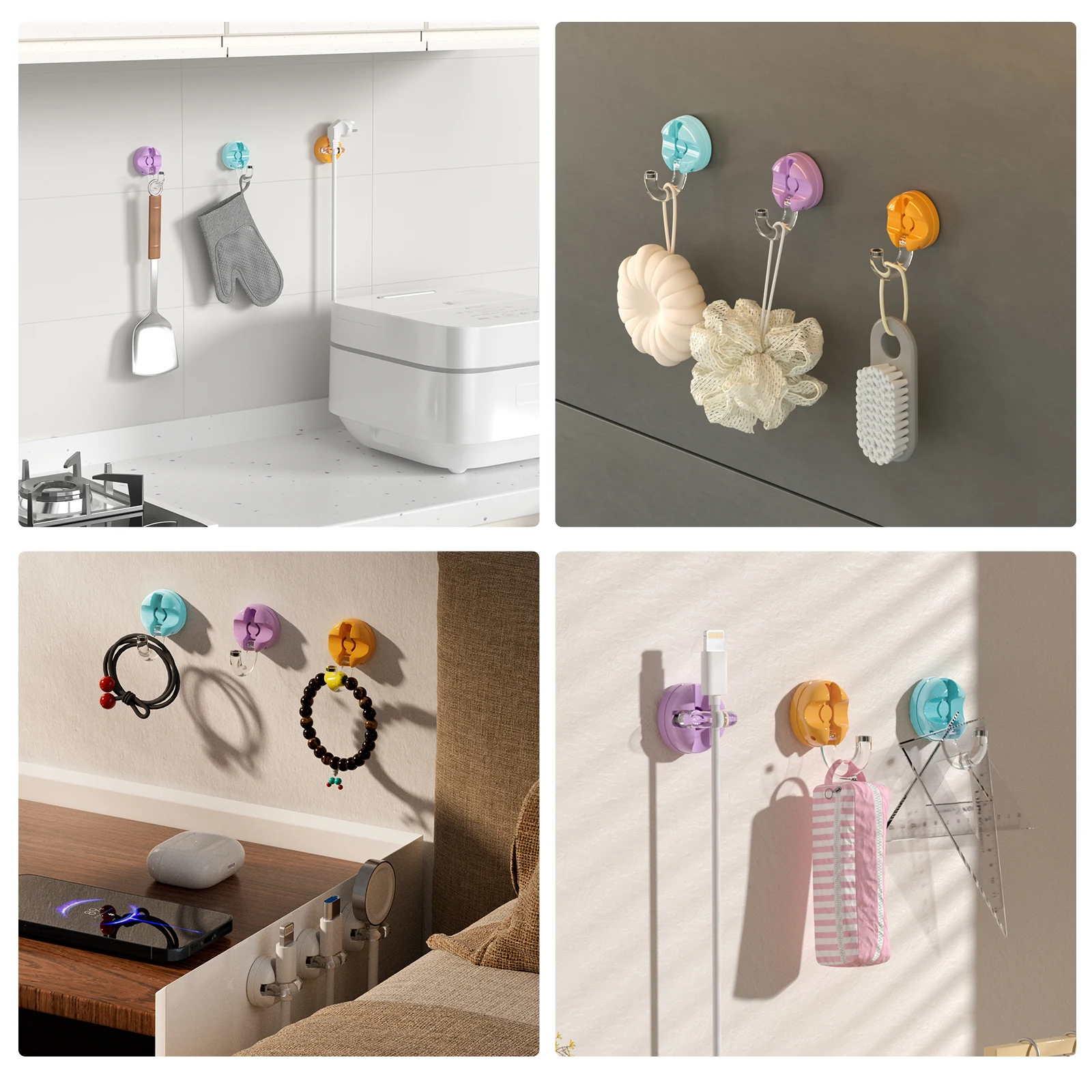 6 pack Magnetic data cable organizer desktop rotatable mobile phone charging cable hook power cord storage holder