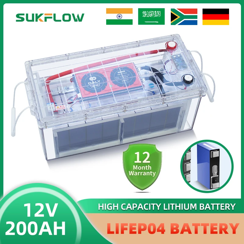 Hyaline Shell 12v200ah Solar Generator Voor Home High Speed Lifepo4 Zonne-Batterijen