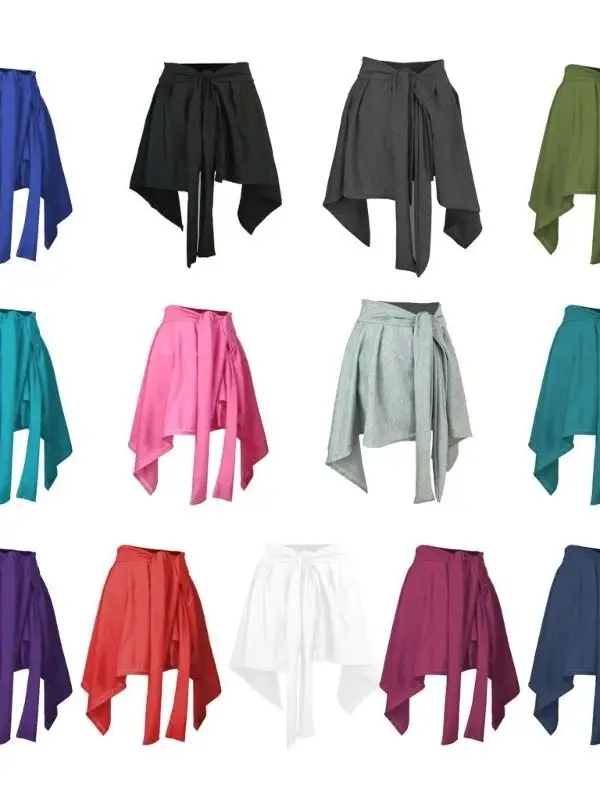 

Ballet Style High Waist Skirt with Side Tie Anti-Light Walking Women's Casual High Elasticity Polyester Fiber Skirts