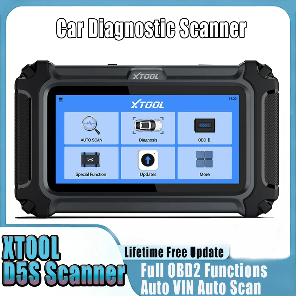 

Диагностический сканер XTOOL D5S для автомобилей, OBD2, поддержка протоколов CAN FD/FCA, диагностика 5 основных систем, бесплатное пожизненное обновление.