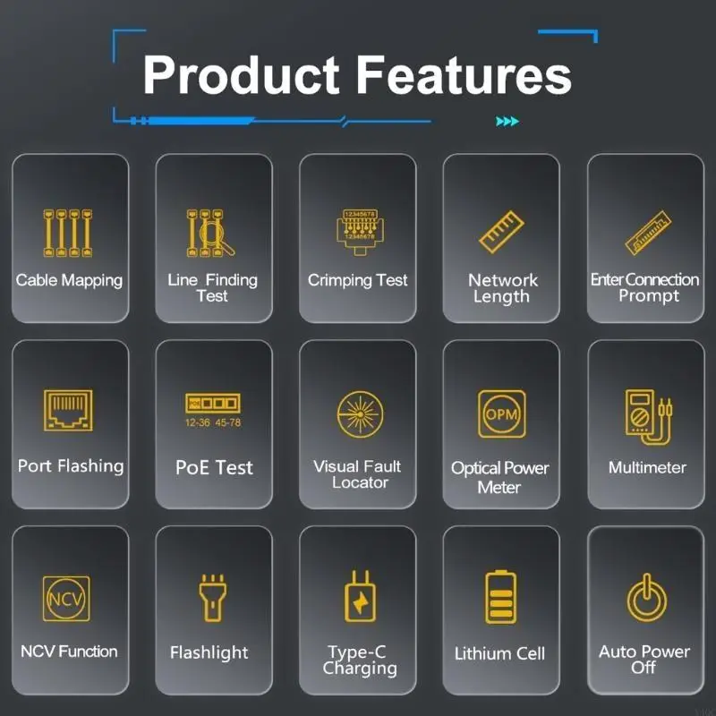 Fortschrittlicher Internet-Kabeltester mit POE-Funktionen, einfach zu bedienendes Tool zur Messung der Kabellänge für Y4QC