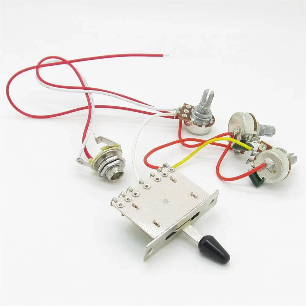 Prewired Wiring Harness 5 Way Switch 1 Volume 2 Tone 3x 500k Pots Easy Install Guitar Wiring Harness 5 Way for Guitar