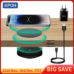 KPON-cargador inalámbrico Invisible, estación de carga inalámbrica de 30mm para debajo de la Mesa, QI, Escritorio, Muebles, iPhone 14/12/x/11/8 Plus/Pro/Pro Max