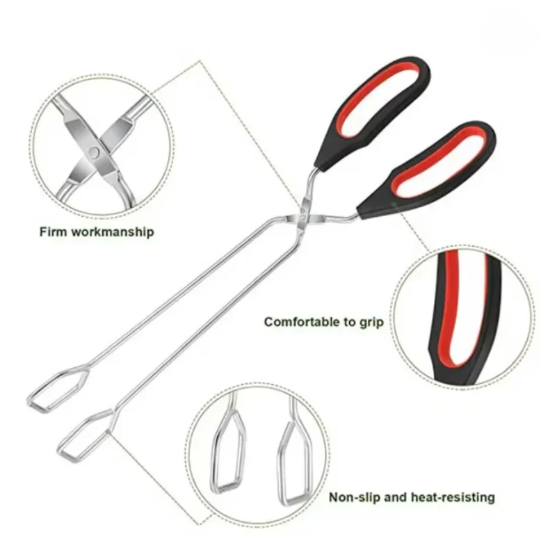 Long Handle BBQ Scissor Tongs Multifunctional Barbecue Clip Grilled Food Bread Roast Clamp Kitchen Baking BBQ Tools Accessories 4