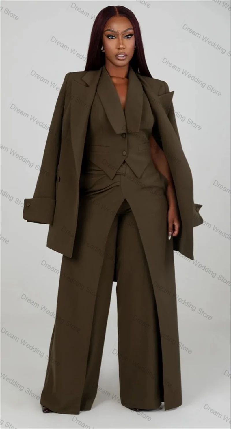 

Green Women Suit Set 3 Pcs Vest+Blazer Pants Trousers Autumn Fall Formal Office Lady Jacket Customized Wedding Cotton Coat