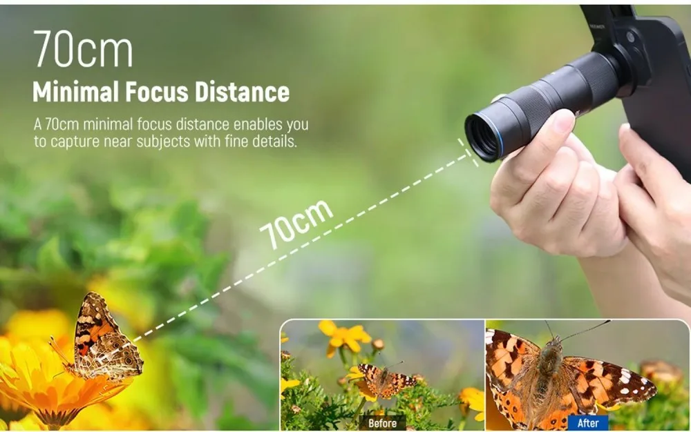 NEEWER LS-78 400mm Teleobjektiv für Smartphones mit 17mm Gewinde-Objektivclip – Detail 4