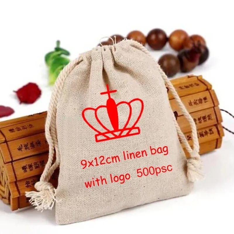 Personalized Custom Logo Linen Gift Bags 9x12cm (3 4/8