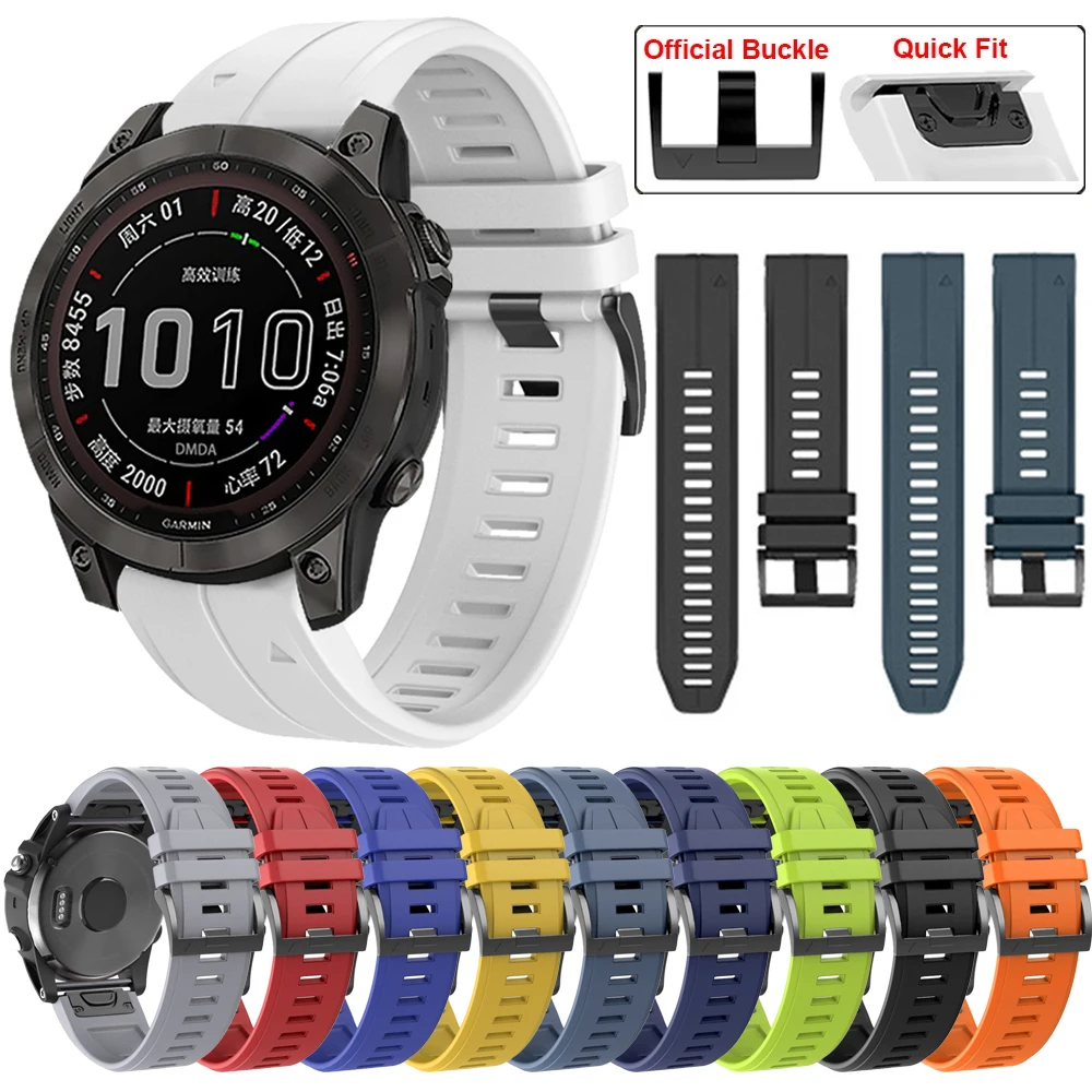 Pulseira de Silicone QuickFit para Garmin Fenix, Pulseira de relógio para smartwatch desportivo, Pulseira 7X, 7 Solar, 6X, 6 Pro, 5, 5X Plus, 3, 3HR, Epix, 22mm, 26mm