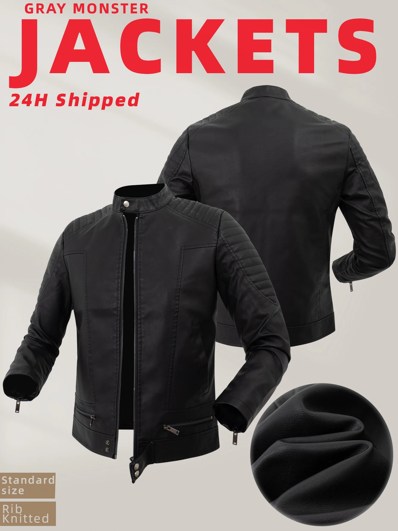 

Men’s Faux Leather Motorcycle Jackets Slim Classic Stylish Biker Bomber Jackets Zipper Vintage Racecar Coats for Spring&fall