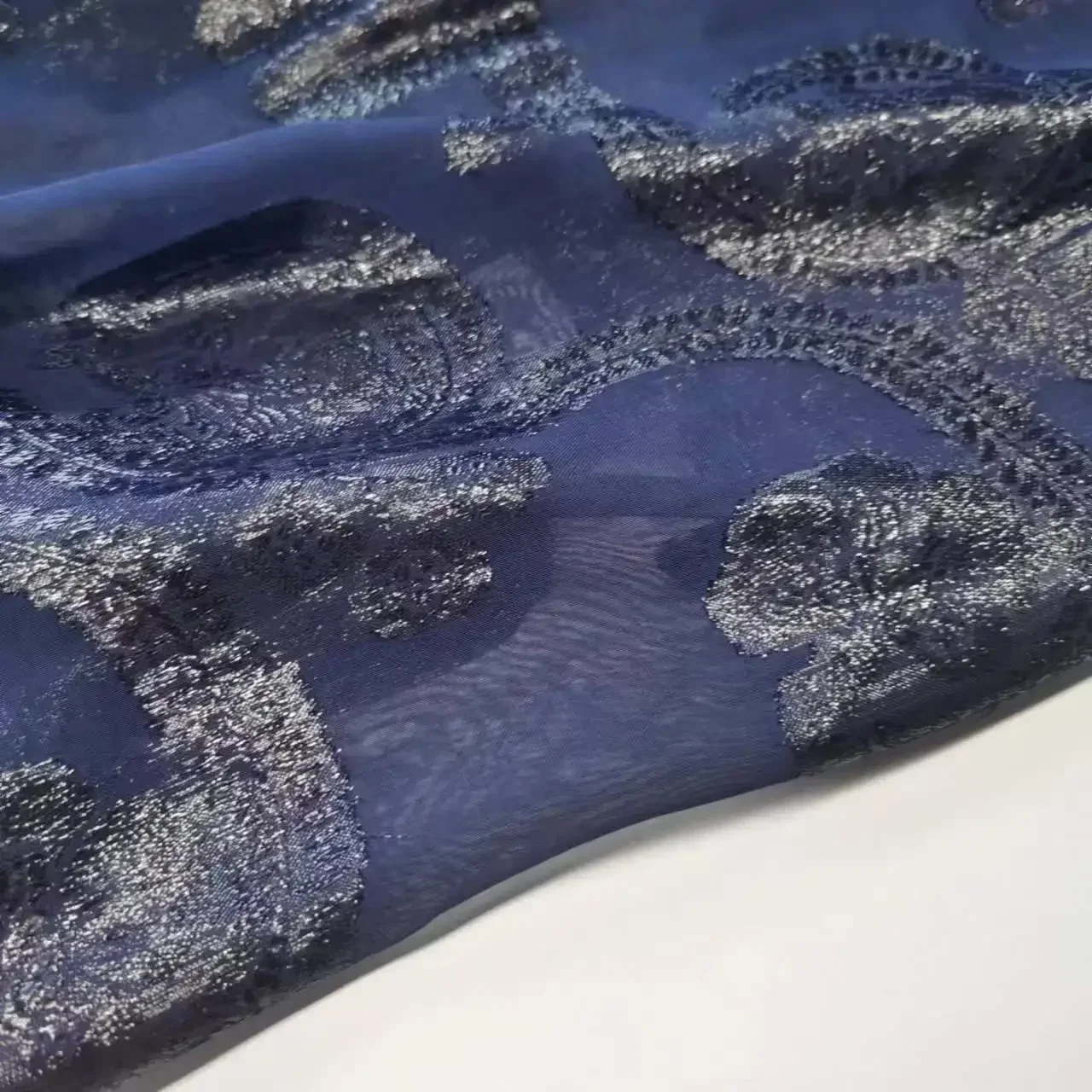 Shiny Lurex Polyester Chiffon Fabric Metallic Somali Dirac Dress Navy Decoration Sewing Material