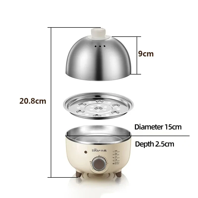 Cuiseur à œufs électrique automatique avec minuterie, petit-déjeuner, multicuiseur vapeur, cuiseur à crème anglaise, cuiseur à la maison, 360W