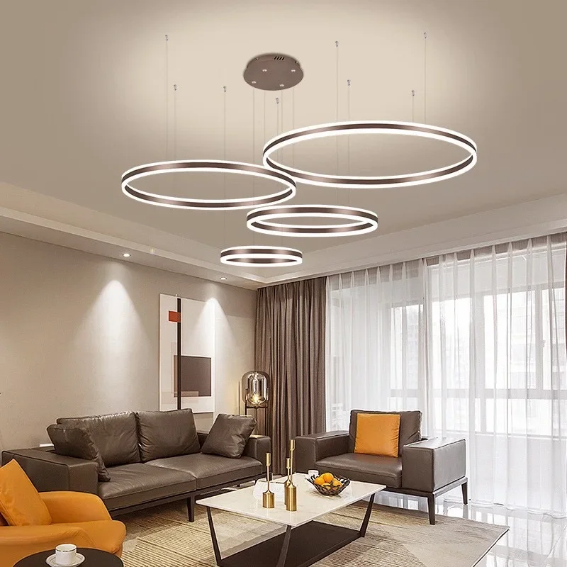 Modern Lamps for Living Room Kitchen Ring Lustre Decoration Luxury Ceiling Chandelier Led Lights Bedroom Indoor Home-appliance