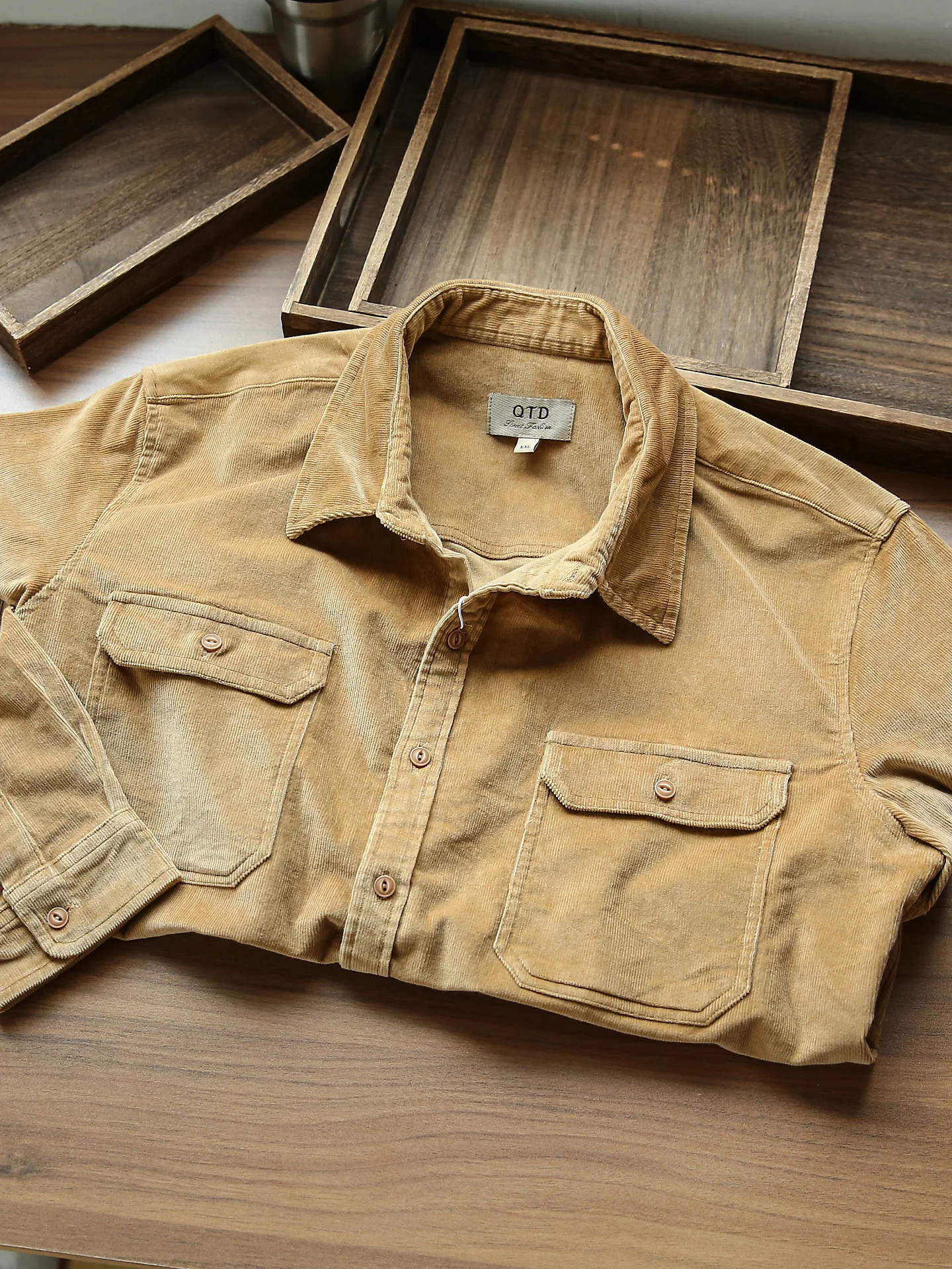 

Retro Waed Corduroy Casual irt Men's Collared Coat Jaet Trendy Autumn Winter New Sle American Sle Long Sve Cotton