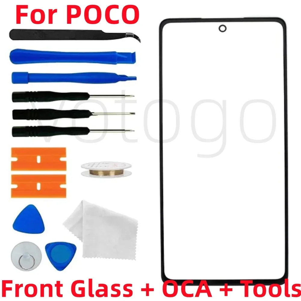 Front Glass Touch Screen + OCA For Xiaomi POCO F2 F3 F4 GT F5 F6 M2 M3 M4 M5 M6 Pro 5G Outer LCD Display Lens + Replacement Kits