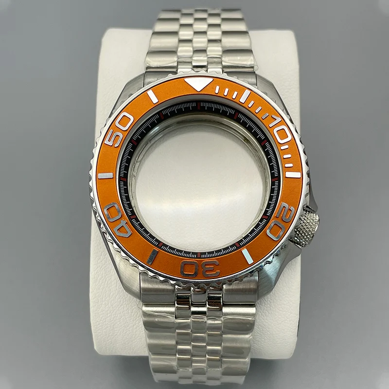 NH35 Case SKX007 Case and Band 42mm Case Flat Double Sapphire Glass Curved Metal Bezel Insert For NH35 NH36 Movement 28.5mm Dial