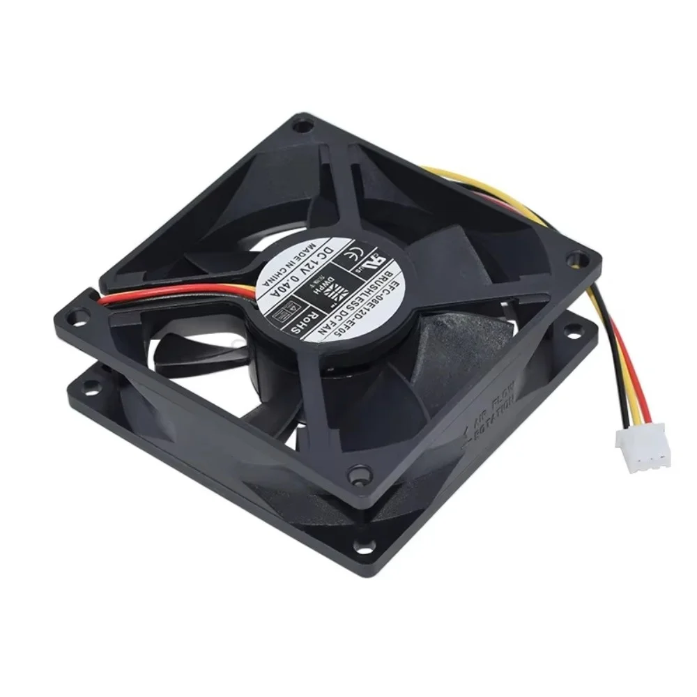 3Pin Cooling Fan Brushless Motor Wire Leads Brushless Fan Black Heat Dissipation Axial Fan for EFC-08E12D-EF05/EF04
