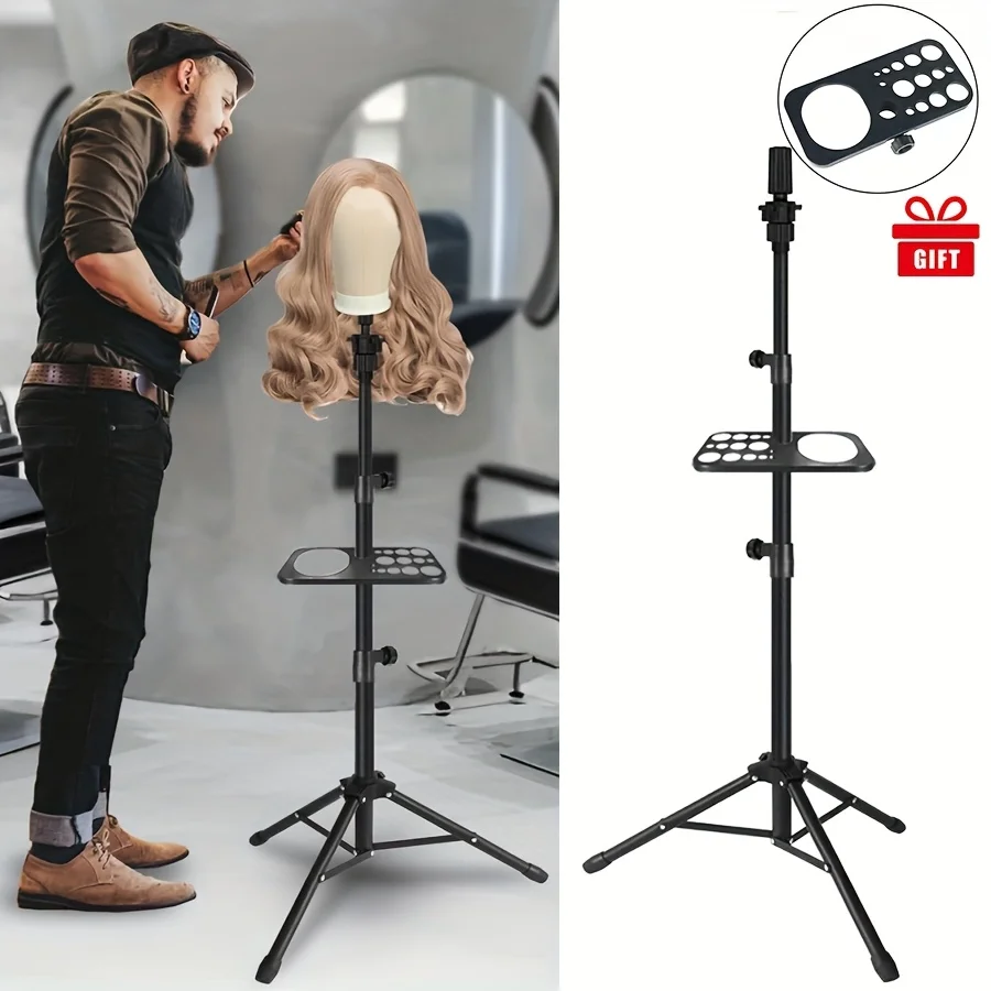 

new 125cm Wig Stand Tripod with wig tripod tray Adjustable tripod wig stand for Canvas Mannequin Head stand for Wig Making kits
