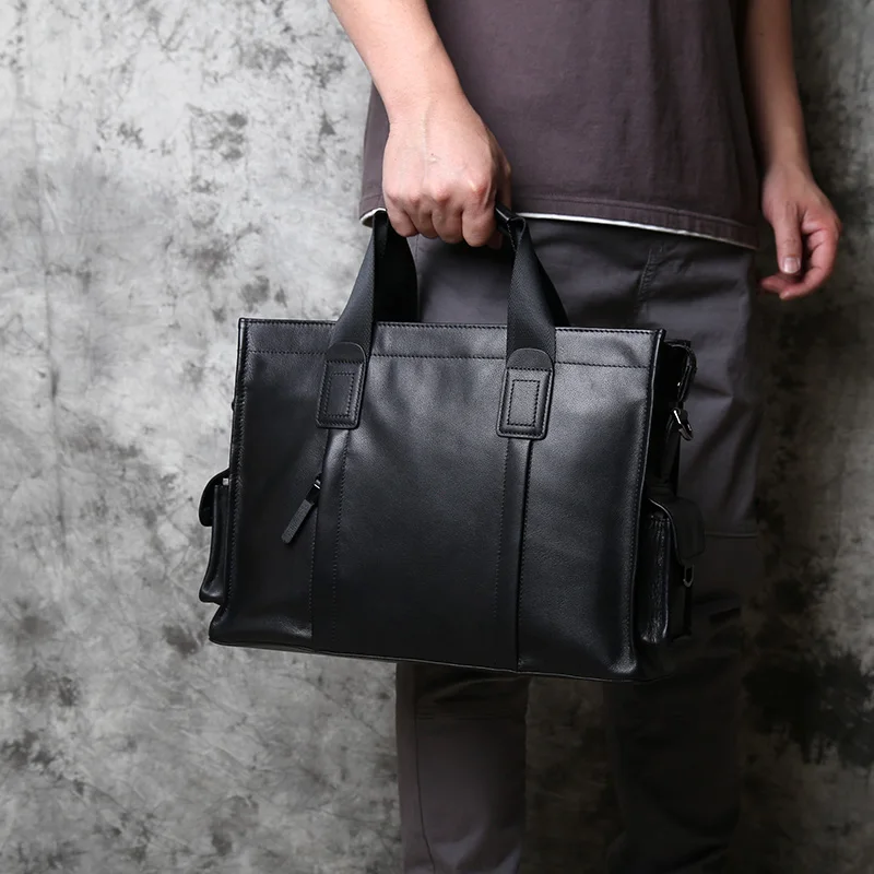 NZPJ Business Leder herren Handtasche Top Schicht Rindsleder Aktentasche Casual Schulter Messenger Tasche Geeignet für 14 Zoll Laptop – Detail 7