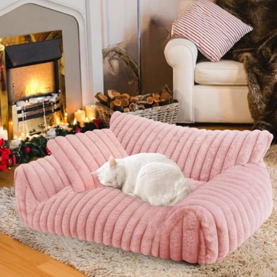 Cama para Gatos, Diseño de Sofá, para Gatos de Interior, con Felpa Suave de Primera Calidad, para Perros Pequeños