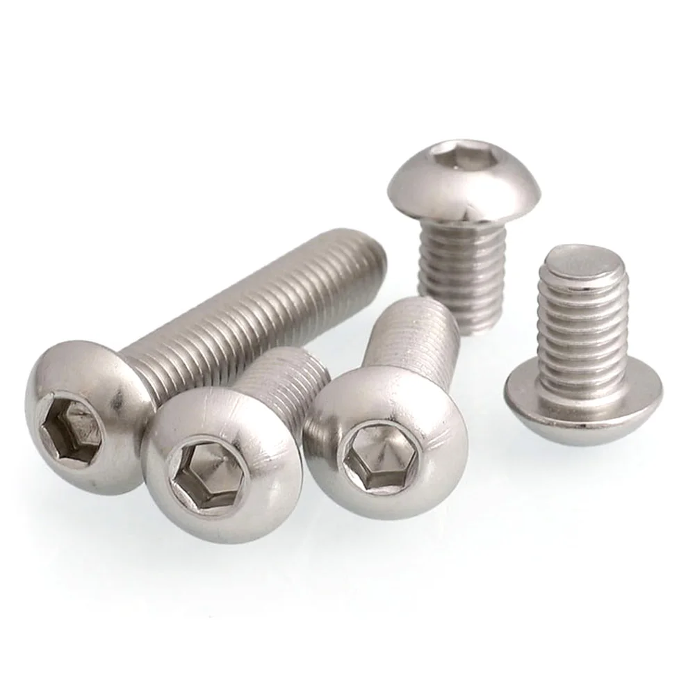 5/50pcs ISO7380 M1.6 M2 M2.5 M3 M4 M5 M6 M8 304 A2-70 Stainless Steel Hex Hexagon Socket Button Round Head Screw Bolt L= 3-100mm