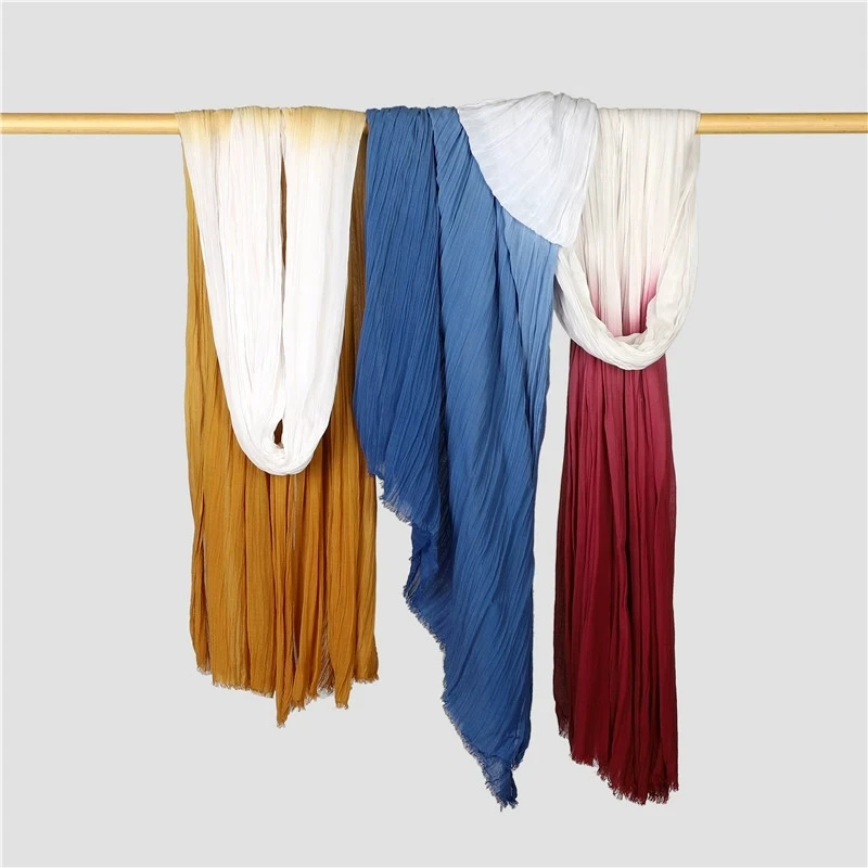 120*260 سنتيمتر سوبر كبير القطن البوهيمي وشاح شال أومبير اللون النساء شرابة Vintage كبير القطن التفاف التعادل صبغ التدرج وشاح طويل