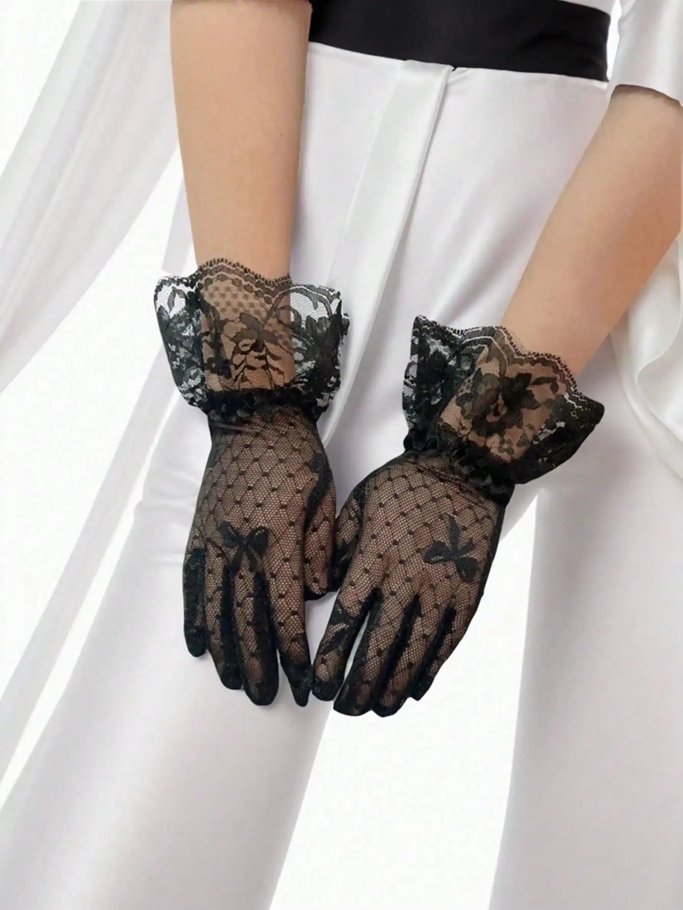 1pcsWomen Lace Wedding Gloves Soft Thin Bridesmaid Party Banquet Gloves