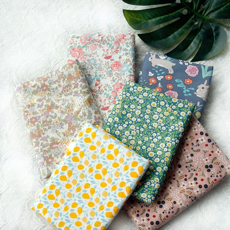 160x50cm Lovely Floral Twill Cotton Fabric Making Children's Clothing Bedding Hair Accessories Cloth for Dress