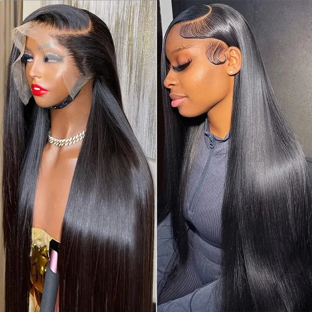 

30 Inch Straight 13x4 13x6 HD Transparent Lace Front Wig PrePlucked For Black Women 250 Density Lace Frontal Human Hair Wig