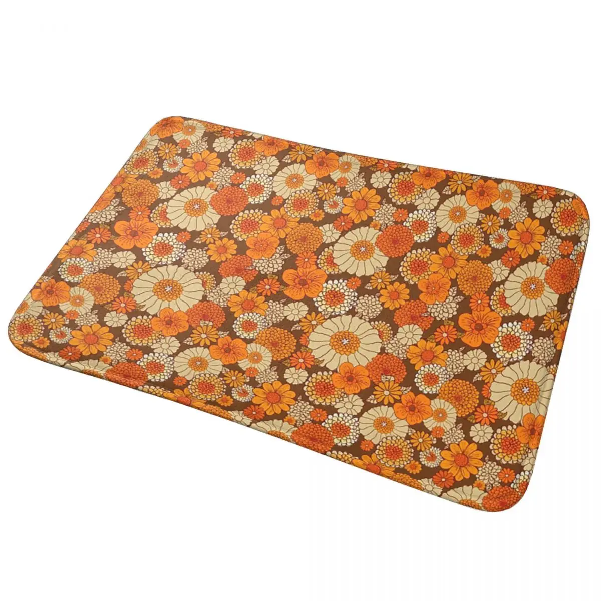 70s Retro Daisies Flower Power Boho Non-slip Doormat Floor Mat  Carpet Rug for Kitchen Entrance Home Balcony Footpad Mats