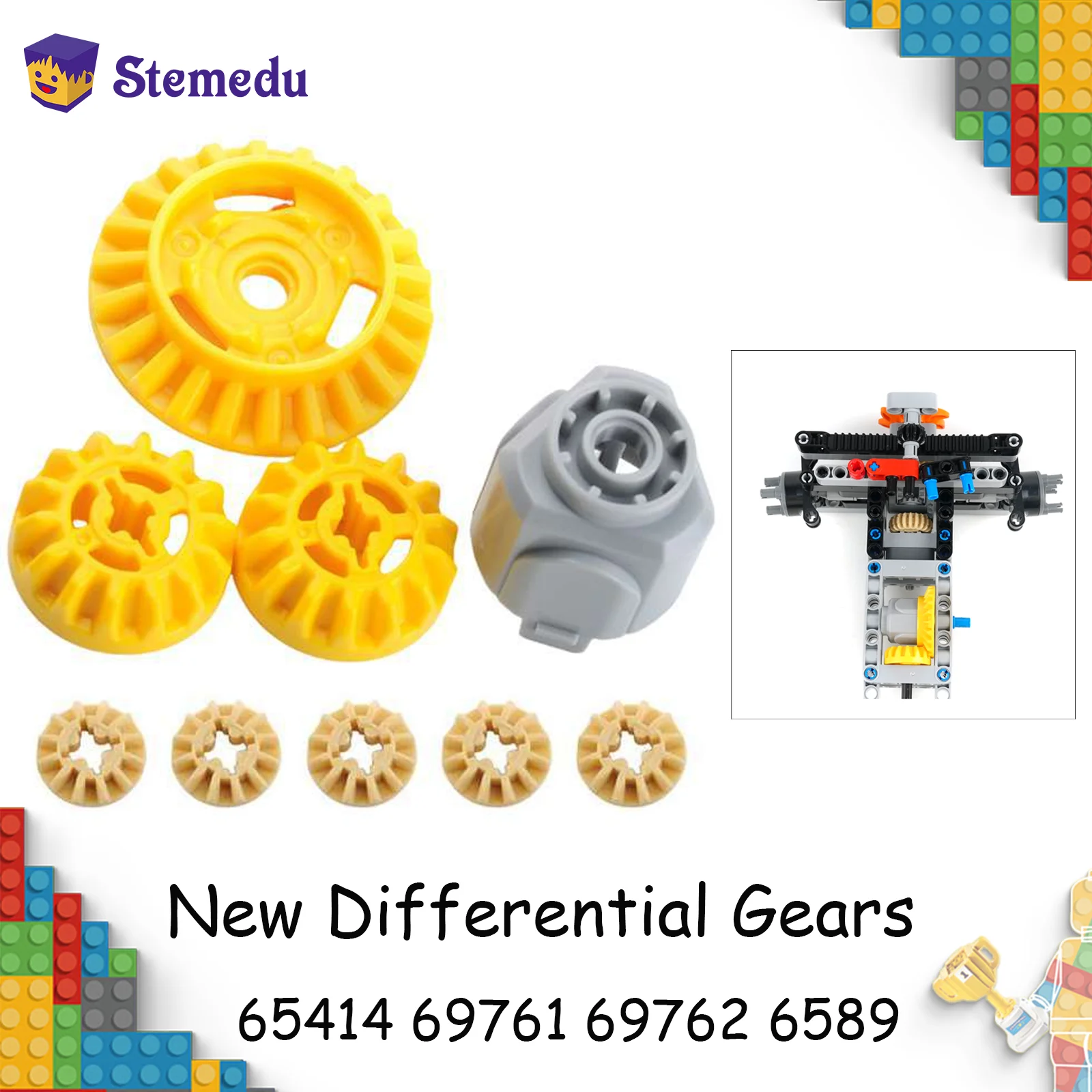 New Differential Gears 65414 69761 69762 6589 MOC Technical Modification Parts Building Blocks Bricks Compatible with Legoeds