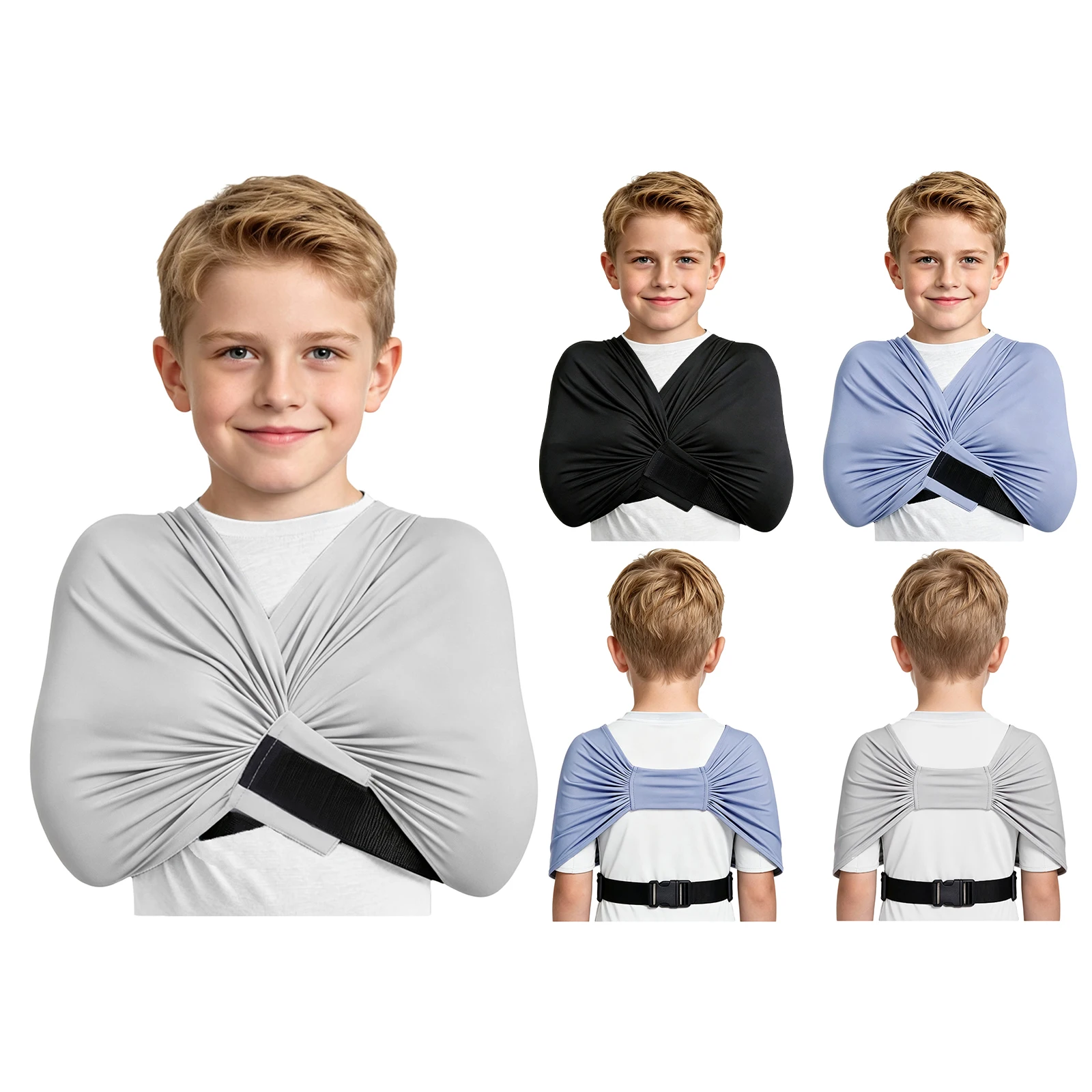 Kids Boys Girls Compression Shirt Adjustable Buckle Belt Wrap Calm Tops Pressure Vest Sleeve Clothing for School Home Daily Wear