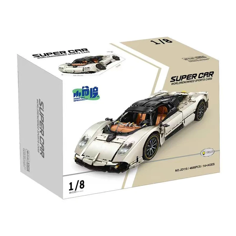 IN STOCK JD118 Technical 1:8 Sports Car Utopia C10 Building Blocks Bricks Assembling Model Toys for Boys Christmas Gift Sets