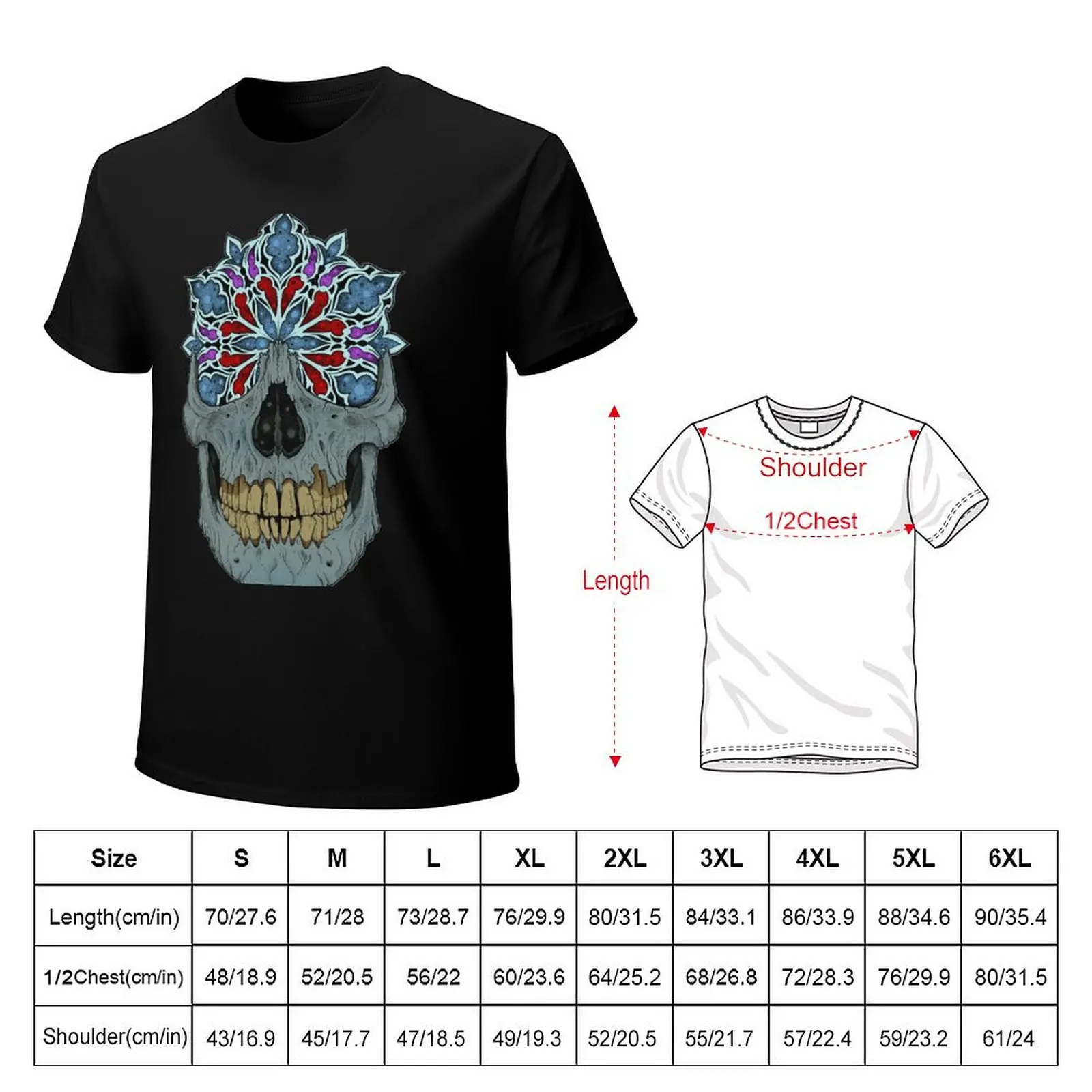 Stained Glass Skull T-Shirt blacks anime clothes oversized t shirt men