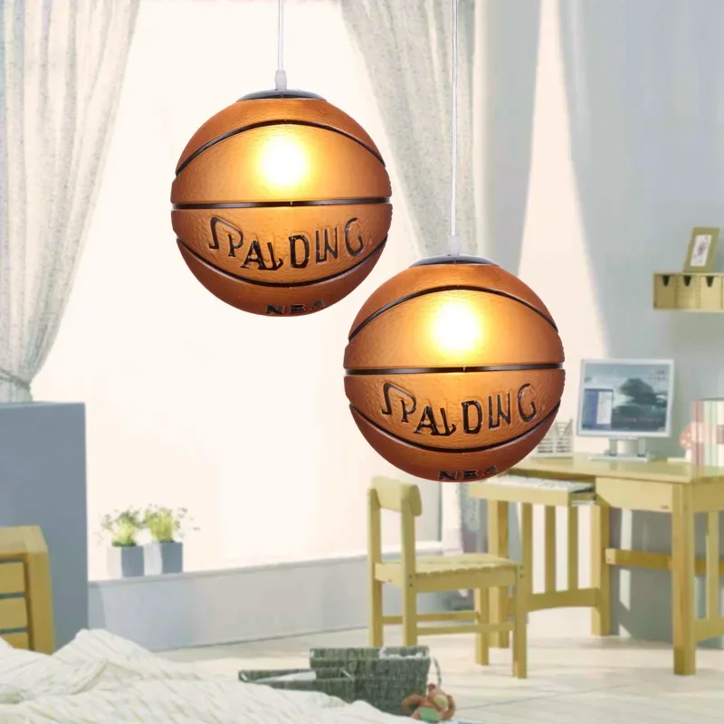 

Glass football chandelier blue ball chandelier creative dining room children's room decorative chandelier balcony ceiling
