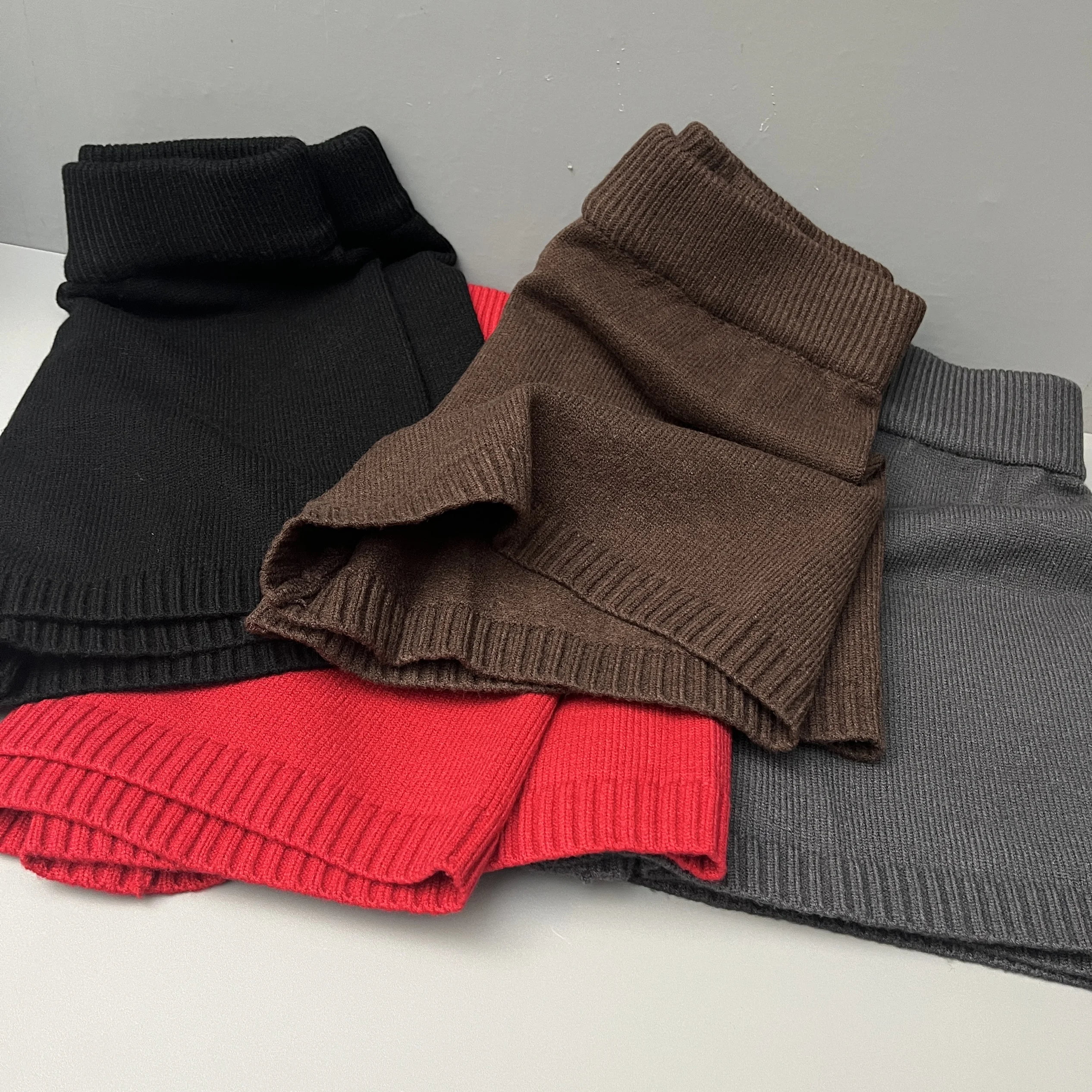 Bla Pantaloni ort lavorati a maglia Donna Autunno Inverno Faion Pantaloni a strati base a gamba larga Pendolarismo Sle Vita alta Lunghezza ort