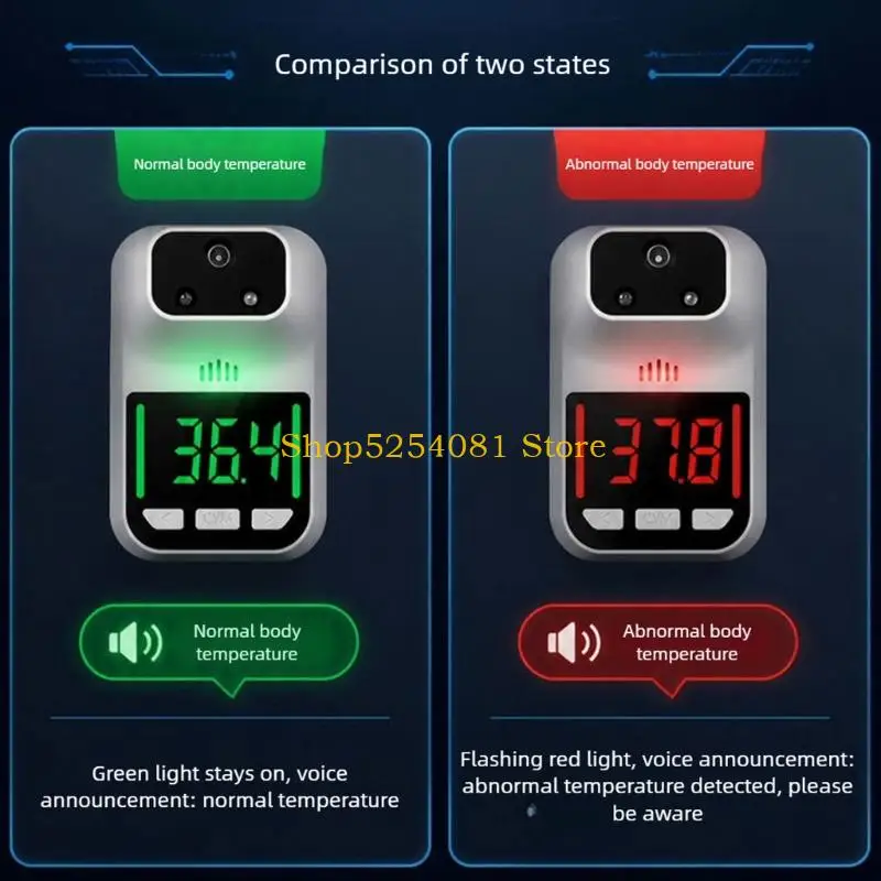 AXYC Wall Mount Temperature Reader With Screen Display, Voice Prompt and USB or Battery Operation for Office Lobby and School