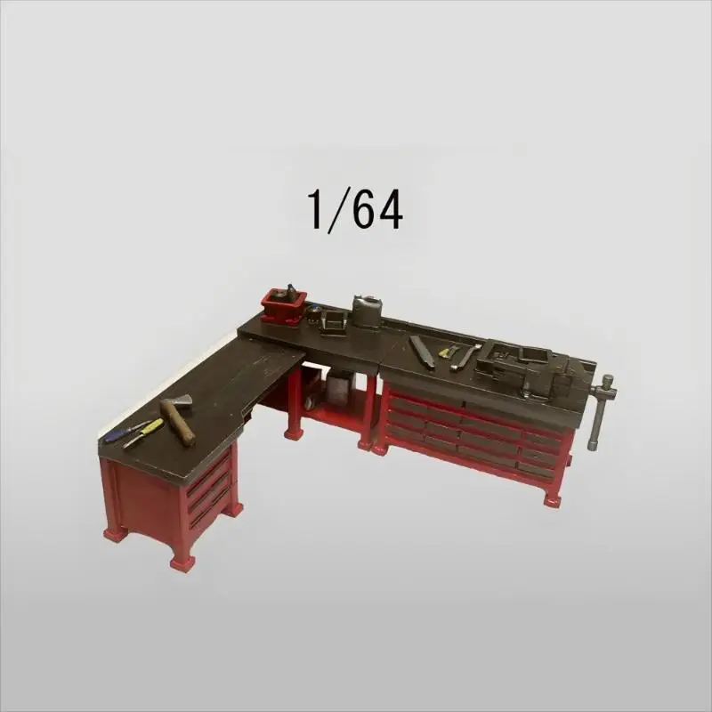 1/64 Diy Car Repair Workbench Model Garage Workshop Scene Display Prop Sand Table Scene Ornaments Collection Gifts