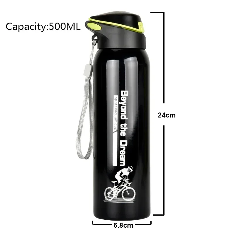 

Outdoor Sport Cycling Water Cup Thermo Drink Mug Travel Cycling Equipment Bicycle Water Bottle Vacuum Stainless Steel 500ML New