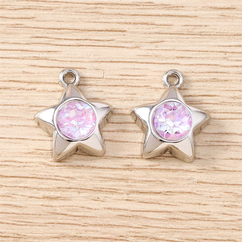 5 Stück 13x15mm Niedliche Bunte Kristall-Sternanhänger für Schmuckherstellung DIY Ohrringe Halsketten Armbänder Zubehör – Detail 7