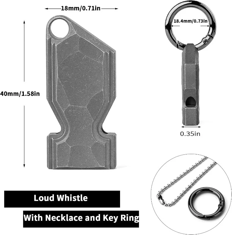 Titanium Emergency Survival Whistle,  Loud Safety Whistle with Lanyard Portable EDC Dog Training for Camping Outdoor Rescue