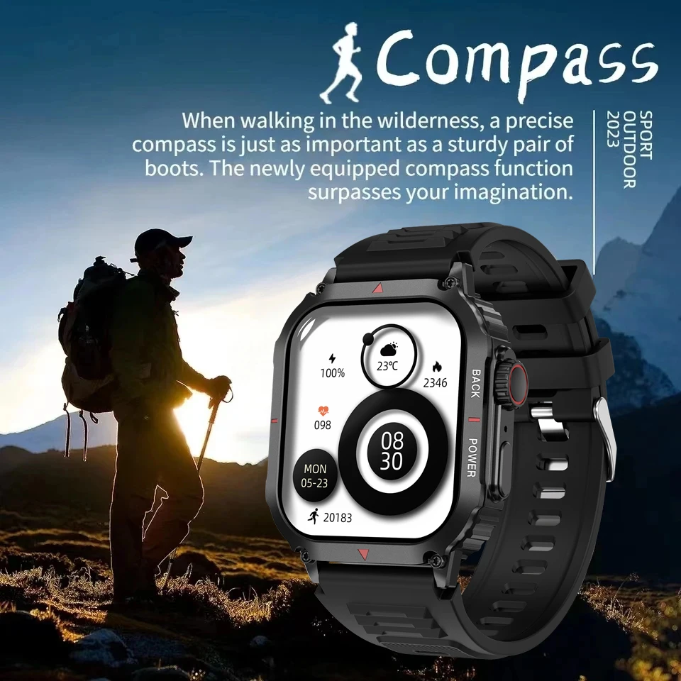 2024 New GPS Sports Smart Watch Men AMOLED HD Screen IP68 Waterproof NFC Bluetooth Call Outdoor Military SmartWatch For Android