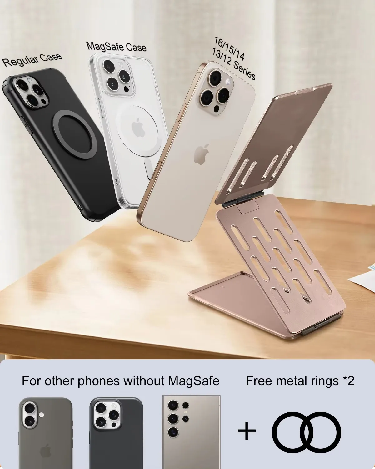 Eary Magnetic Cell Phone Stand For DeskTop Adjustable Magsafe Stable Base Compatible With Iphone Samsung Office Desk Accessories