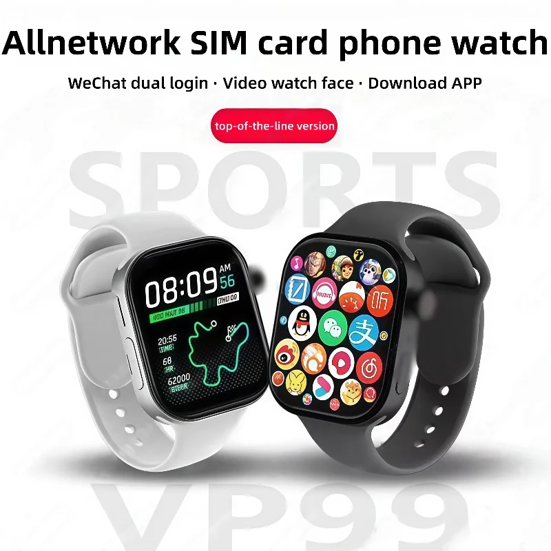 

VP99Smartwatch 4G Amoled screen smartwatch with 180° rotating camera Global Talk GPS WIFI Sim card slotSports Watch