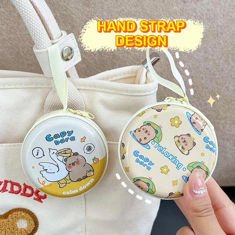 Cartoon Tinplate Capybara Mini Coin Bag Purses Kawaii Cartoon Multi-functional Wallet Portable Creative Storage Bag Purse Gifts