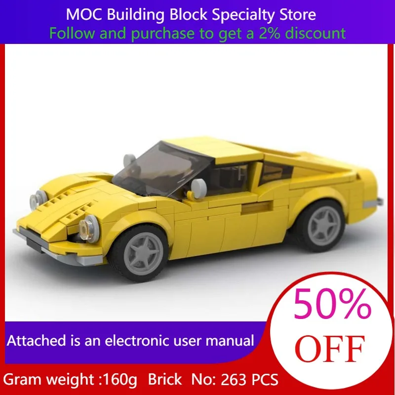 

263 Parts Building Block Model Car MOC City Speed Dino 206 GT 1967 Creative Christmas Gift For Adults And Children