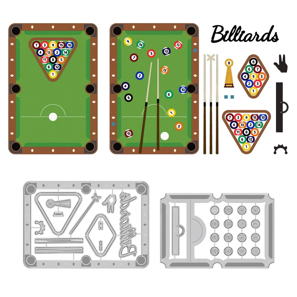 1set 2 styles Billiard Table for Scrapbooking Photo Album Decorative Embossing 94~110x145~160x0.8mm