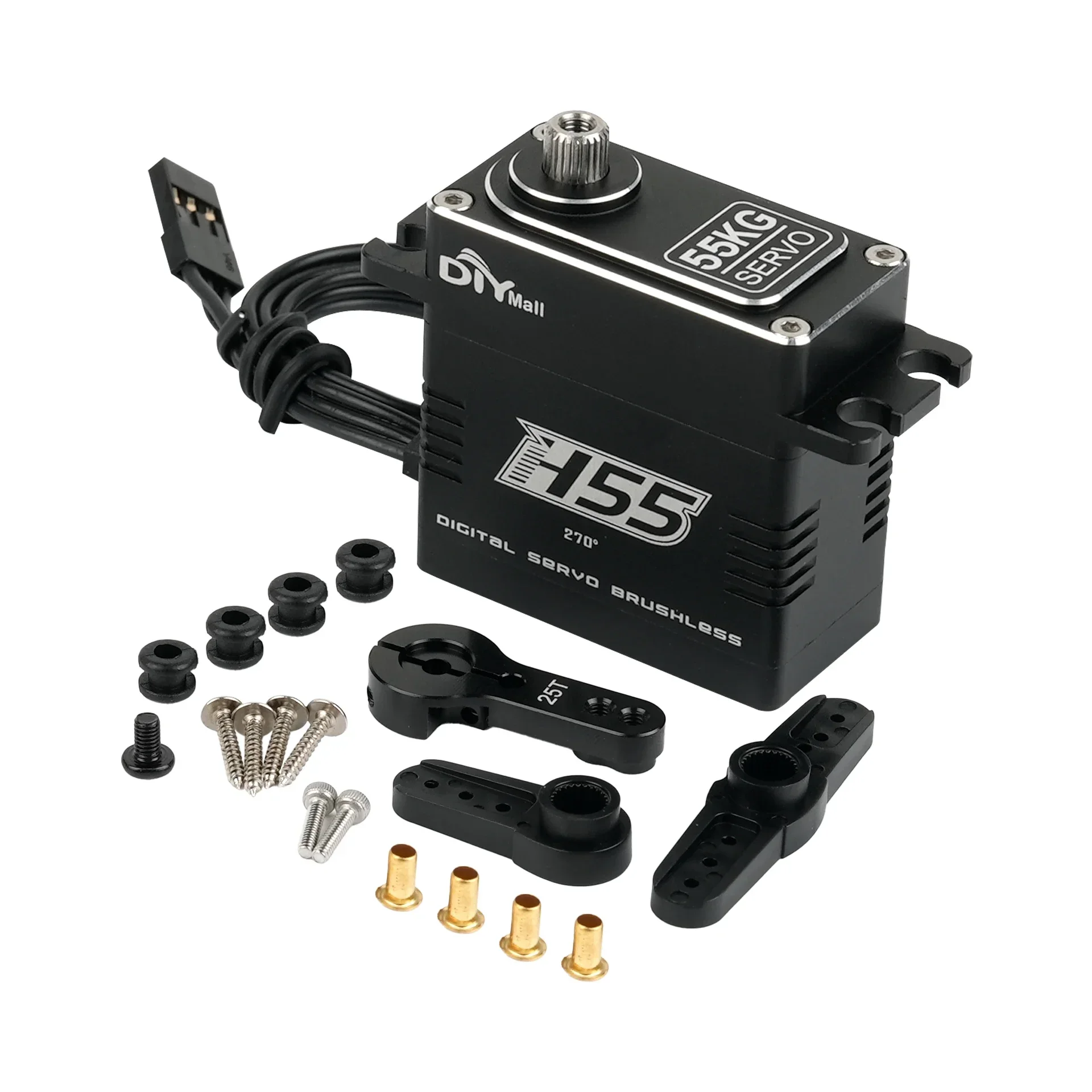 Alto torque h55 55kg à prova d'água rc servo pwm digital servos motor sem escova servo de engrenagem de metal de corpo inteiro para 1/8 1/10 rc carro robô